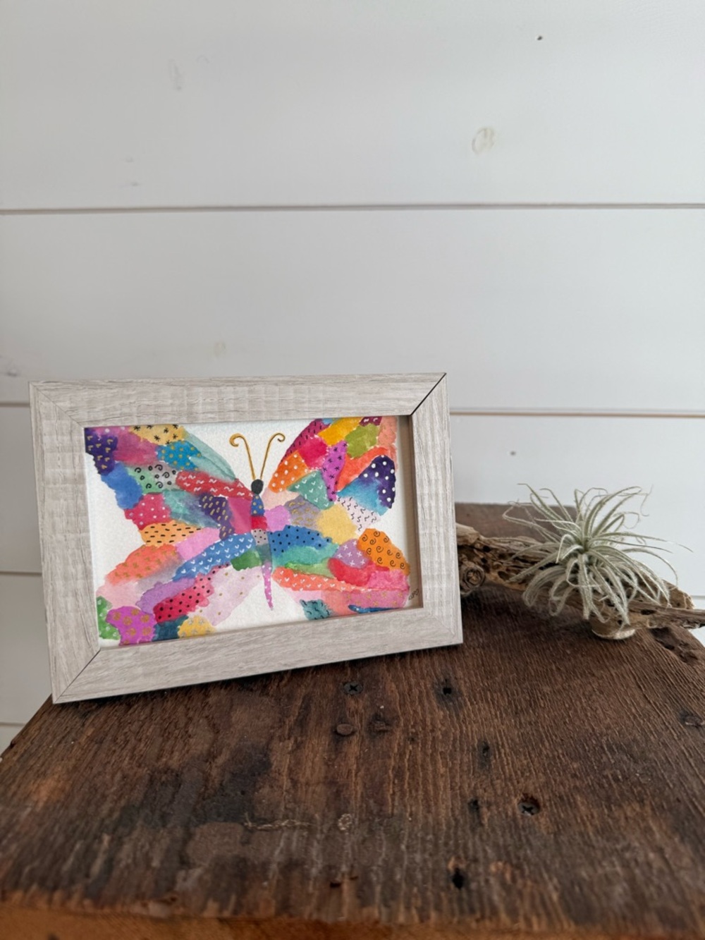 Handcrafted Colorful Butterfly Watercolor in 4x6 frame